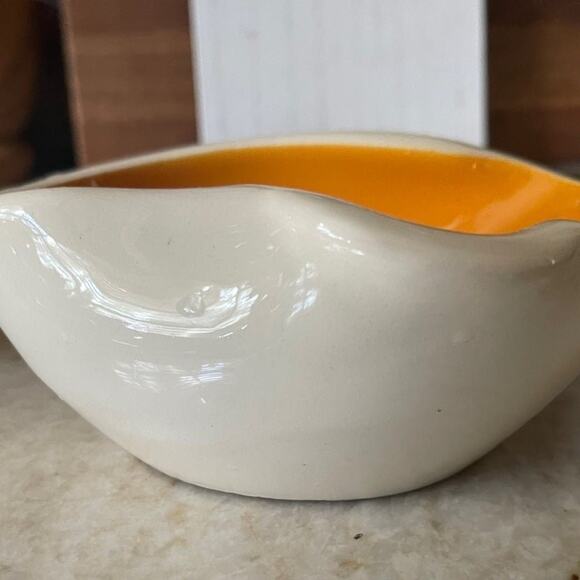 Vintage Bonwit Teller pottery dish ashtray orange and white France - Picture 3 of 12